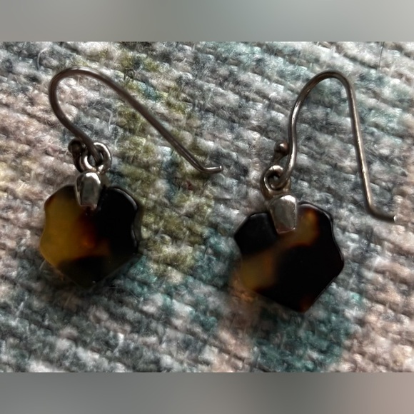 Y2K Lauren Ralph Lauren Tortoise Logo Drop Earring - Picture 3 of 5